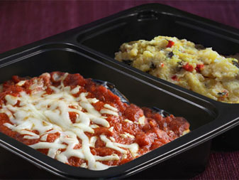 Renal meal, Eggplant Parmigiana with Polenta 